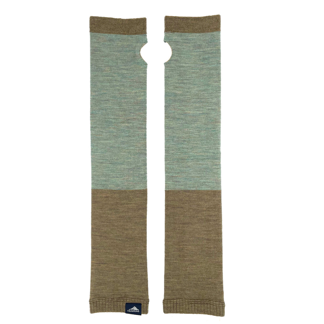 Yamatune Merinoull Arm Sleeve Warmer Lightgreen x Yellowbrown