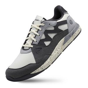 Joe Nimble Sneaker Addict – barfotasko för herr i grå, svart och offwhite med bred tåbox, flexibel yttersula och sportig design. Optimal för naturlig rörelse och vardagskomfort.